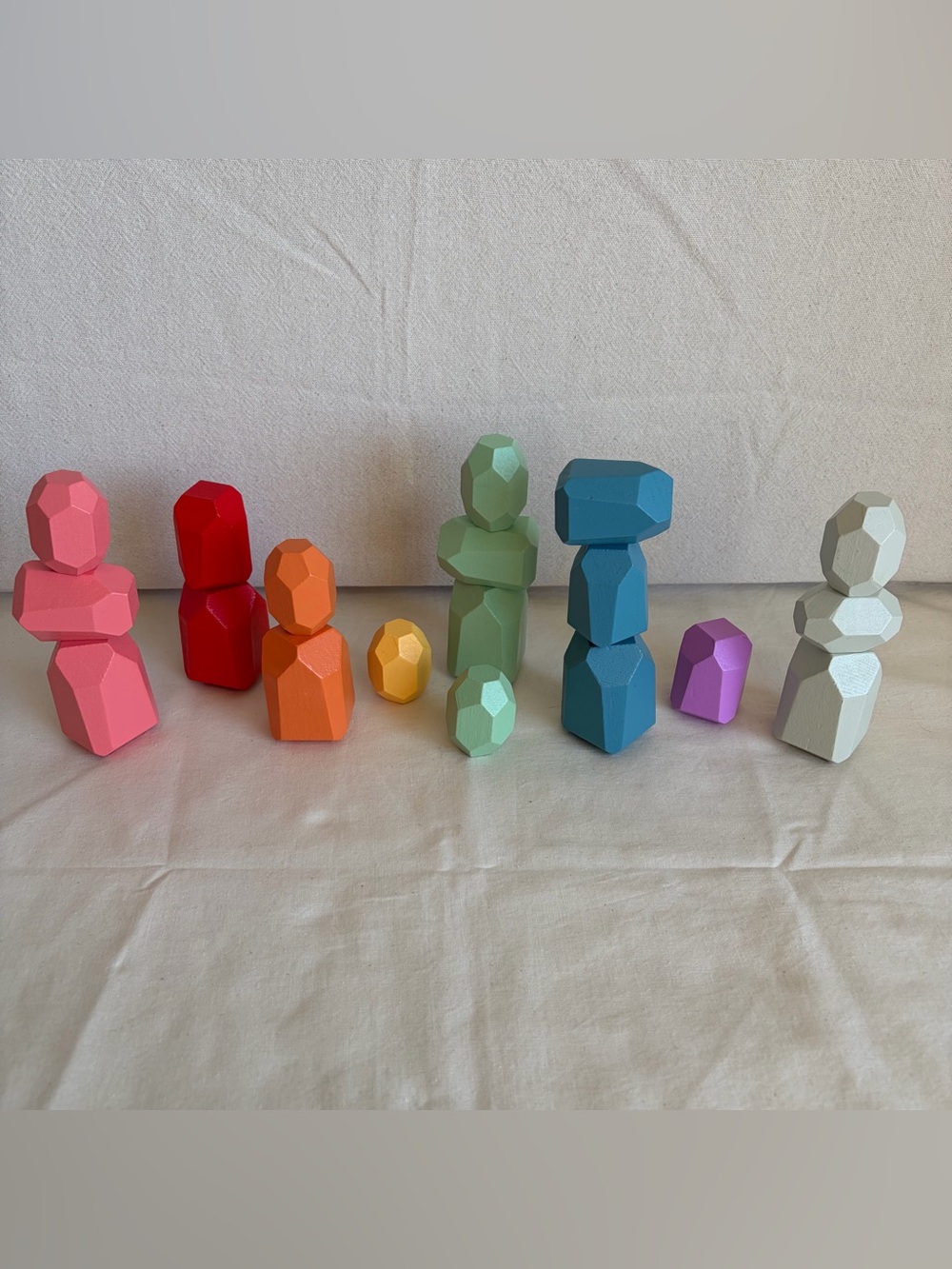 Stacking Stone Wooden Montessori play Building Blocks Set